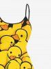 Ensemble assorti maman et fille grande taille à imprimé canard mignon pour la plage hawaïenne - Brun Doré 