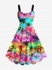Tenue assortie maman et fille pour la plage hawaïenne, imprimé ombré cocotier, grandes tailles - Pourpre  