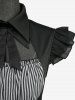 Robe gothique 2-en-1 à imprimé rayé, taille cintrée, volants et découpes - Noir S