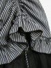 Robe gothique 2-en-1 à imprimé rayé, taille cintrée, volants et découpes - Noir S