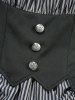 Robe gothique 2-en-1 à imprimé rayé, taille cintrée, volants et découpes - Noir S
