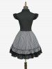 Robe gothique 2-en-1 à imprimé rayé, taille cintrée, volants et découpes - Noir S