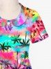 Kid's Coconut Tree Ombre Print Hawaii Button Dress - Pourpre  100