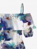 Blouse grande taille à imprimé floral aquarelle, style hawaïen, épaules dénudées et volants. - Pourpre  5XL