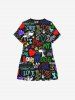 Kid's Colorful Letters Dog Heart Paw Print Hawaii Dress -  