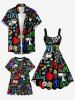 Kid's Colorful Letters Dog Heart Paw Print Hawaii Dress -  