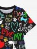Kid's Colorful Letters Dog Heart Paw Print Hawaii Dress -  