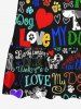Kid's Colorful Letters Dog Heart Paw Print Hawaii Dress -  