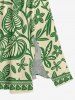 Robe midi trapèze grande taille à imprimé fleurs, feuilles et oiseaux, style hawaïen, avec poches fendues. - Vert 1X