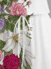 Combinaison hawaïenne à imprimé fleurs et feuilles grande taille avec cordon de serrage et poches - Blanc XXS