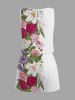 Combinaison hawaïenne à imprimé fleurs et feuilles grande taille avec cordon de serrage et poches - Blanc XS