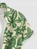Chemise hawaïenne à imprimé fleurs, feuilles et oiseaux, grande taille, avec poche boutonnée, pour hommes - Vert 2XL