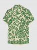 Chemise hawaïenne à imprimé fleurs, feuilles et oiseaux, grande taille, avec poche boutonnée, pour hommes - Vert 2XL