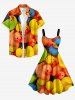 Plus Size Cute Duck Print Hawaii A Line Dress -  
