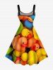 Plus Size Cute Duck Print Hawaii A Line Dress -  
