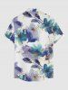 Chemise à poches boutons hawaïennes grande taille à imprimé floral aquarelle pour homme - Pourpre  2XL