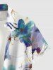 Chemise à poches boutons hawaïennes grande taille à imprimé floral aquarelle pour homme - Pourpre  2XL