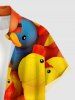 Cute Duck Print Hawaii Button Pocket Shirt For Men - Orange 2XL
