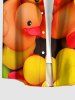 Cute Duck Print Hawaii Button Pocket Shirt For Men - Orange 2XL