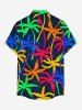 Colorful Coconut Tree Print Hawaii Button Pocket Shirt For Men -  