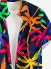 Colorful Coconut Tree Print Hawaii Button Pocket Shirt For Men -  