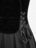 Robe débardeur grande taille à lacets, gaufré floral et bordure en dentelle - Noir L | US 12