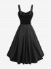 Robe débardeur grande taille à lacets, gaufré floral et bordure en dentelle - Noir L | US 12