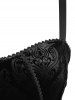 Robe débardeur grande taille à lacets, motif floral en relief et bordure en dentelle - Noir 1X | US 14-16