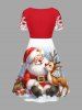 Robe cintrée imprimé Noël Père Noël, élan et flocon de neige - Rouge 1X