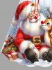 Robe cintrée imprimé Noël Père Noël, élan et flocon de neige - Rouge 1X