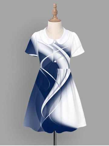 Kid's Ombre Curve Print Hawaii Dress