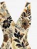 Tenue de plage hawaïenne assortie pour couples, à imprimé léopard et fleurs - café lumière 