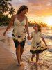 Hibiscus Flower Sunset Print Matching Hawaii Beach Mommy & Me Outfit -  