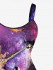 Cat Astronaut Piano Ombre Galaxy Print Hawaii A Line Dress - Pourpre  L