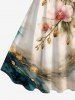 Robe trapèze hawaïenne à imprimé floral et feuilles ombré grande taille - café lumière 1X