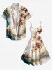 Robe trapèze hawaïenne à imprimé floral et feuilles ombré grande taille - café lumière 1X