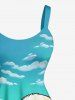 Robe trapèze hawaïenne à imprimé canard, fleurs et ciel, grande taille - Bleu Ciel XXS