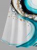Water Ripple Curve Diamond Print Hawaii Cold Shoulder Crisscross A Line Maxi Dress -  