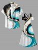 Water Ripple Curve Diamond Print Hawaii Cold Shoulder Crisscross A Line Maxi Dress -  