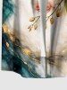 Chemise hawaïenne à poches boutons, imprimé ombré de fleurs et de feuilles, grande taille, pour hommes - café lumière 4XL
