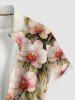 Chemise hawaïenne à poches boutons, imprimé ombré de fleurs et de feuilles, grande taille, pour hommes - café lumière 4XL