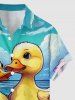 Chemise à poches boutonnées grande taille pour homme, imprimé canard, fleurs et ciel, style hawaïen. - Bleu Ciel 4XL