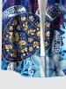 Turtle Coral Flower Print Hawaii Sea Creatures Button Pocket Shirt For Men -  