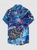 Turtle Coral Flower Print Hawaii Sea Creatures Button Pocket Shirt For Men -  