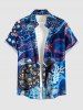 Turtle Coral Flower Print Hawaii Sea Creatures Button Pocket Shirt For Men -  