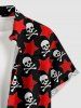 Plus Size Skulls Star Print Button Pocket Shirt For Men - Rouge 6XL