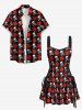 Skulls Star Print Lace Up A Line Dress -  