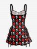 Skulls Star Print Lace Up A Line Dress -  