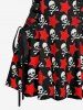 Skulls Star Print Lace Up A Line Dress -  