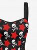 Skulls Star Print Lace Up A Line Dress -  